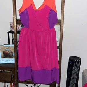 Roxy colors block sundress with side cutouts and zipper back. Size L. NWOT